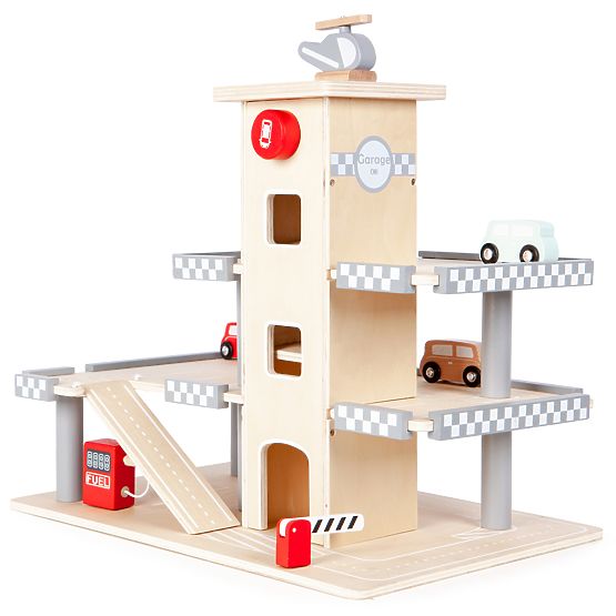 Alexova trinadstropna garaža z dvigalom, avtomobili in helikopterjem