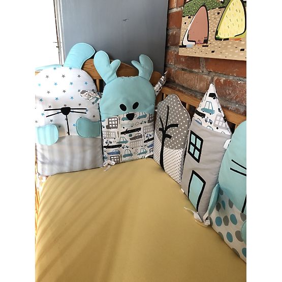 Baby Dream - Modularna posteljica mantinel - sivo-modra