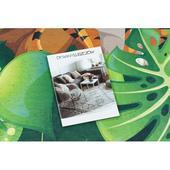 BAMBINO 2651 pralna preproga Živali, džungla za otroke proti zdrsu - zelena / rjava