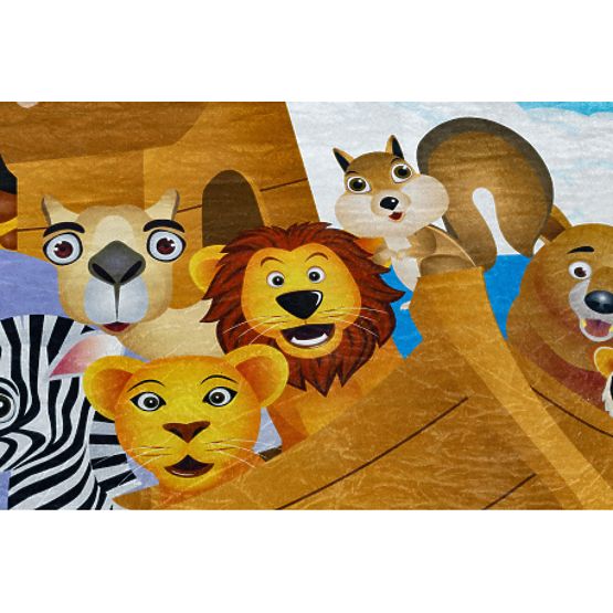 BAMBINO 2685 pralna preproga Živali, Ladja za otroke proti zdrsu - modra / rjava