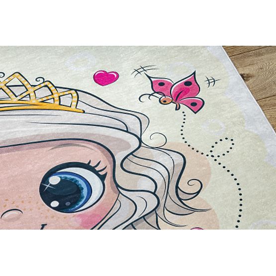 BAMBINO 43020 pralna preproga Princesa, zvezde za otroke proti zdrsu - kremna / roza