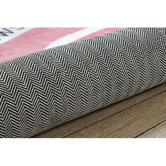 BAMBINO 47810 okrogla pralna preproga Mavrica, pike za otroke proti zdrsu - bela / roza