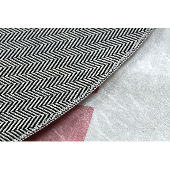 BAMBINO 47810 okrogla pralna preproga Mavrica, pike za otroke proti zdrsu - bela / roza