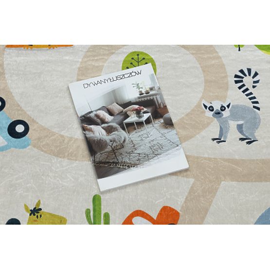 BAMBINO 50230 pralna preproga Zoološki vrt, ulica za otroke proti zdrsu - bež / zelena