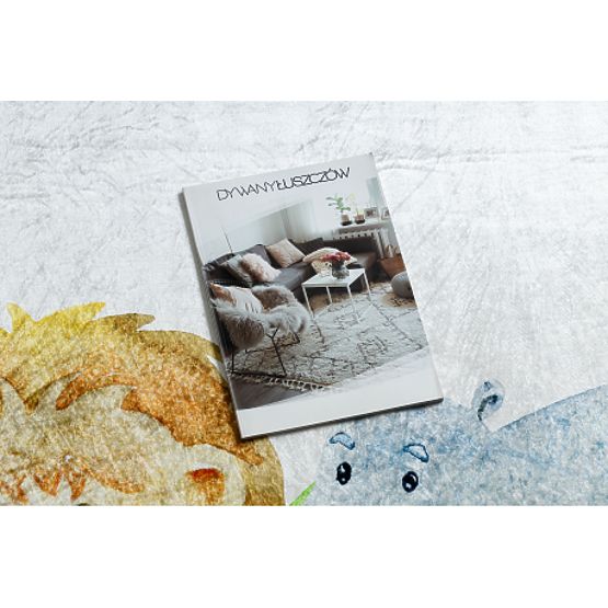 BAMBINO 54090 okrogla pralna preproga Živali, Afrika za otroke proti zdrsu - bela / zelena