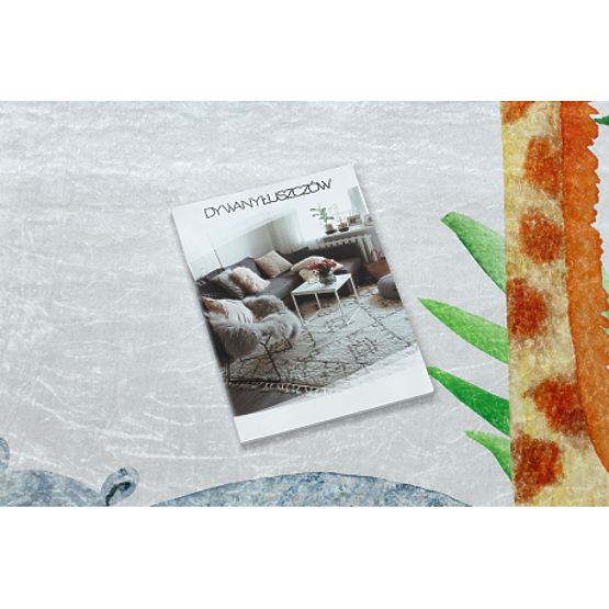 BAMBINO 54090 pralna preproga Živali, Afrika za otroke proti zdrsu - bela / zelena