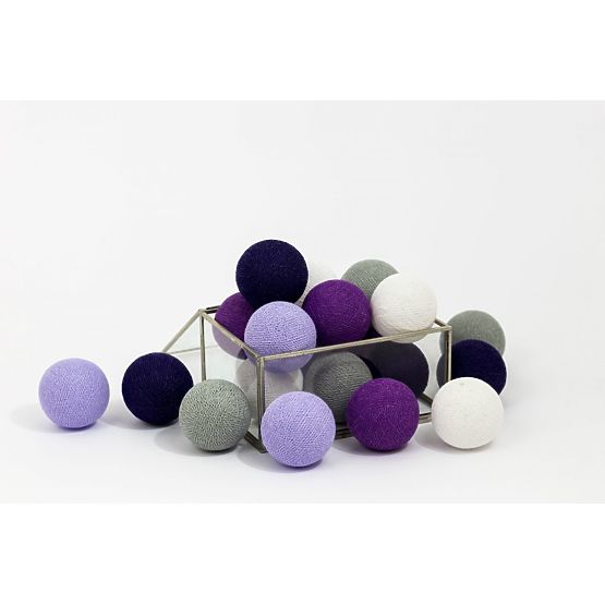 Bavlněné svítící LED kuličky Cotton Balls - fialové