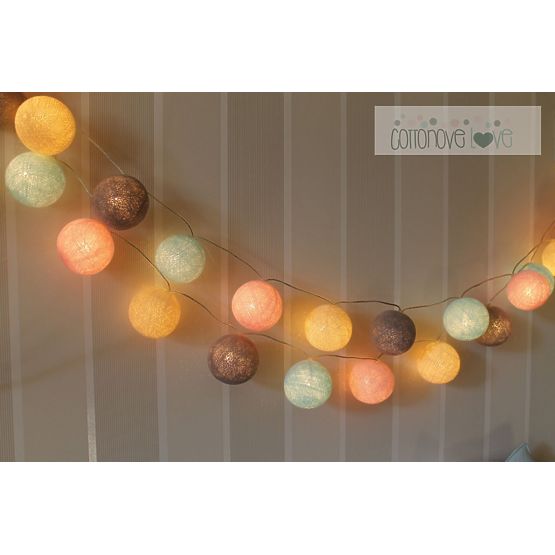 Bavlněné svítící LED kuličky Cotton Balls - pudrové