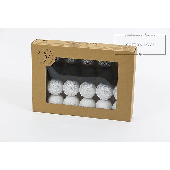 Bavlněné svítící LED kuličky Cotton Balls - stříbrné
