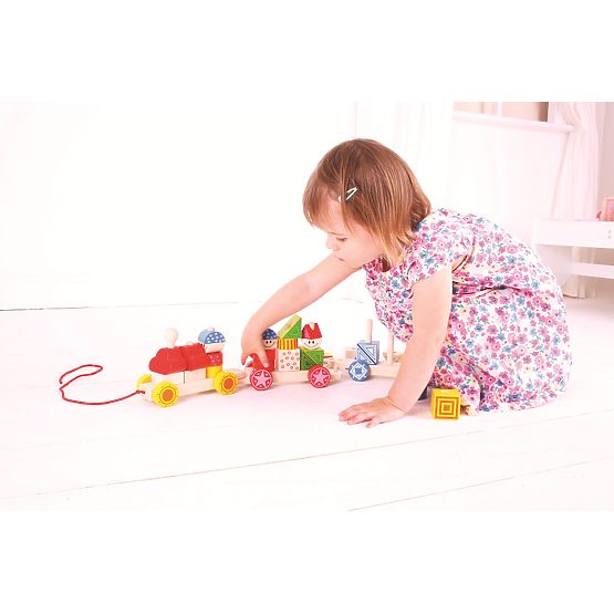 Bigjigs Baby Leseni vlak z natikanjem