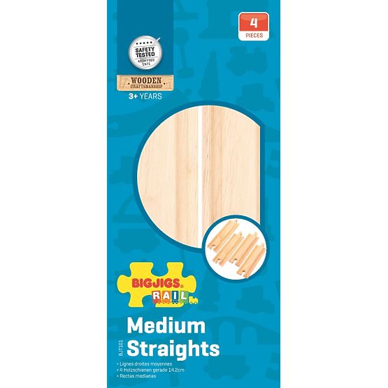 Bigjigs Rail Medium ravne tirnice 16 cm 4 kos