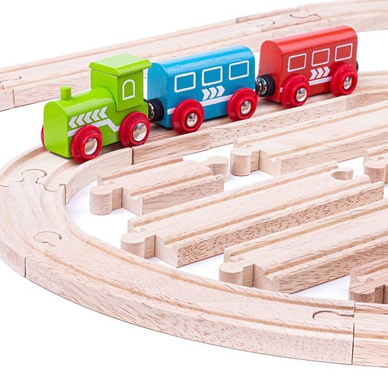Bigjigs Rail Set lesenih tirnic iz 24 delov