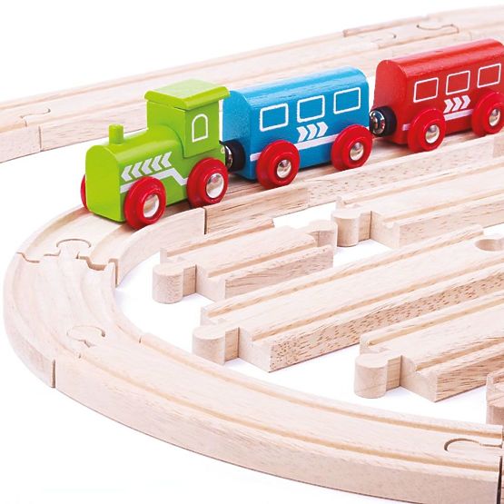 Bigjigs Rail Set lesenih tirnic iz 24 delov