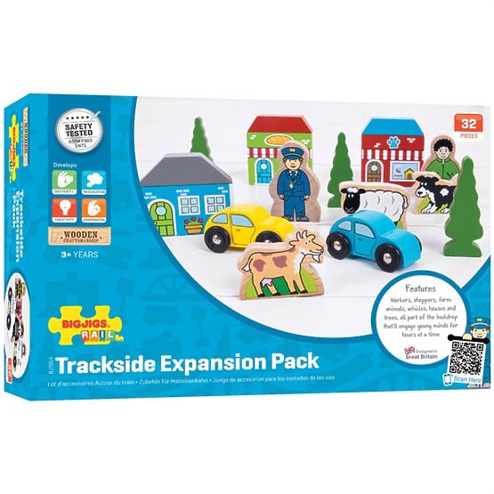 Bigjigs Rail Velik komplet lesenih dodatkov za železniške tire