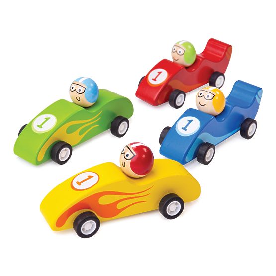 Bigjigs Toys Barviti leseni dirkalni avto 1 kos