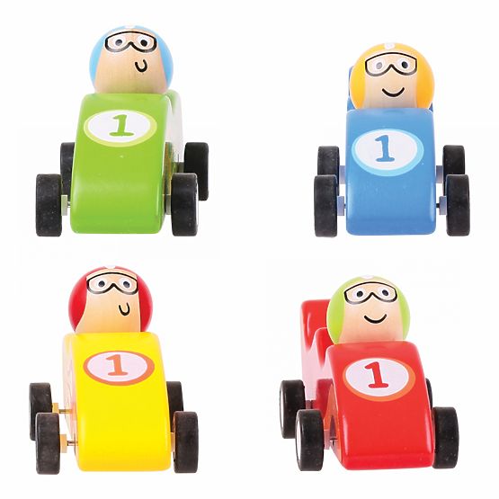 Bigjigs Toys Barviti leseni dirkalni avto 1 kos