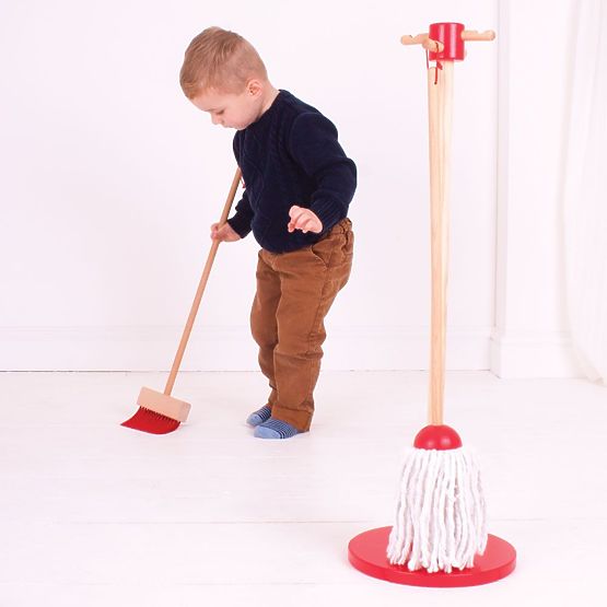 Bigjigs Toys čistilni igralni set rdeč