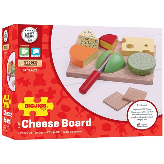 Bigjigs Toys Komplet lesenih jedilnih sirov na krožniku