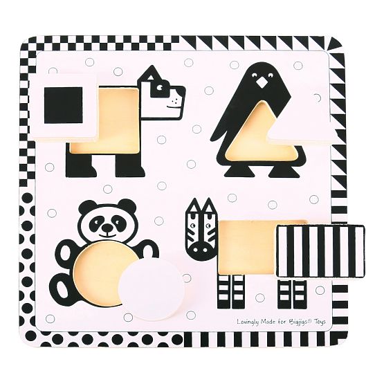 Bigjigs Toys Lesen vložek puzzle črno-bele oblike 1