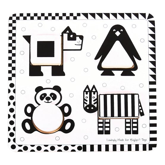 Bigjigs Toys Lesen vložek puzzle črno-bele oblike 1