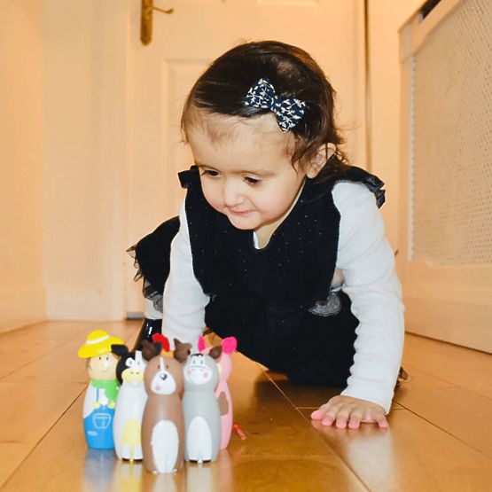 Bigjigs Toys Lesena farma kegljev