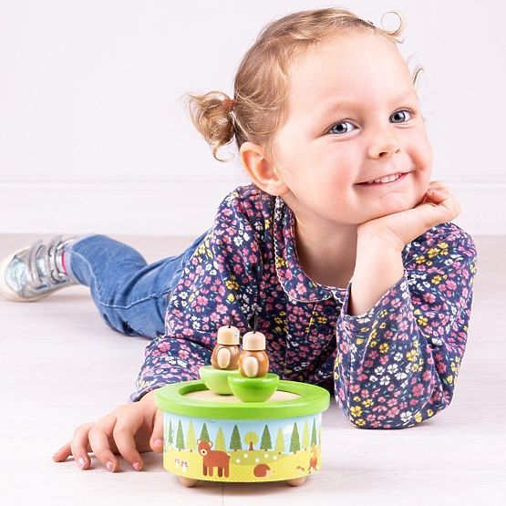 Bigjigs Toys Lesena glasbena skrinjica woodland