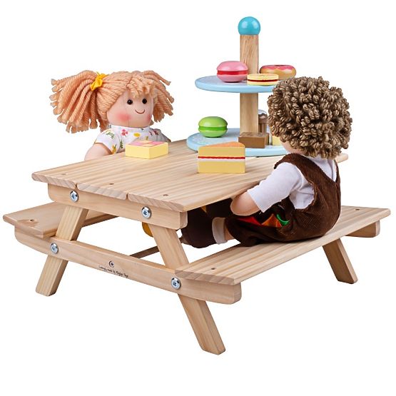 Bigjigs Toys Lesena piknik klop za punčke