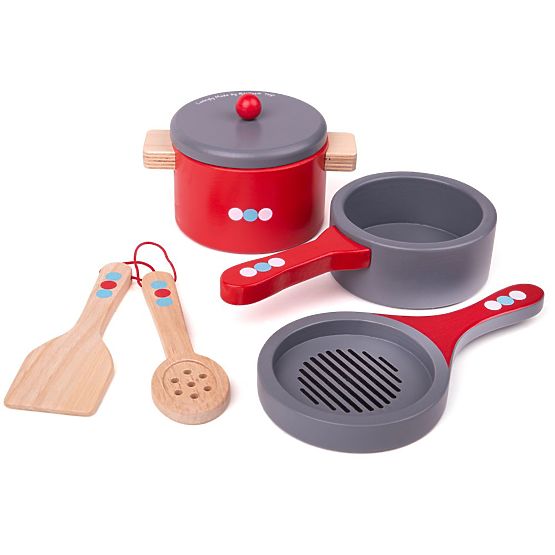 Bigjigs Toys Leseni komplet posode s pikami