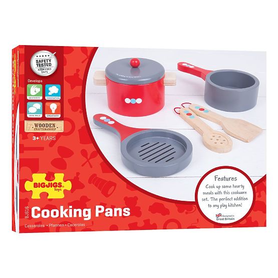 Bigjigs Toys Leseni komplet posode s pikami