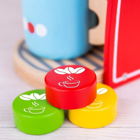 Bigjigs Toys Leseni rdeči kavni aparat