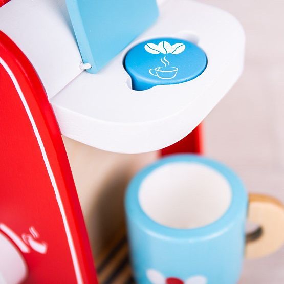 Bigjigs Toys Leseni rdeči kavni aparat