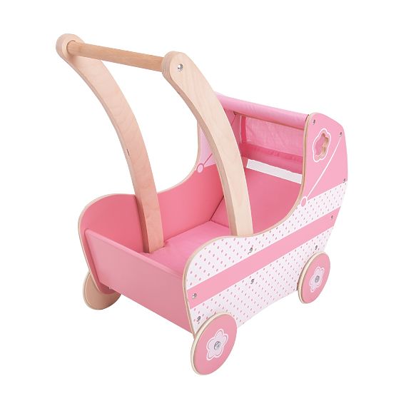 Bigjigs Toys Leseni voziček za punčke