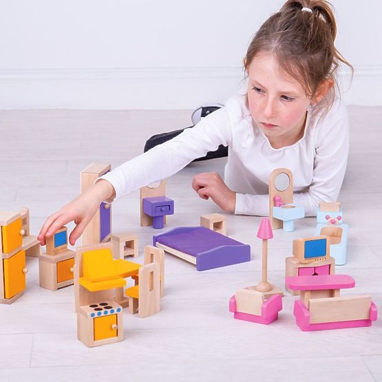 Bigjigs Toys Leseno pohištvo za hišice za punčke