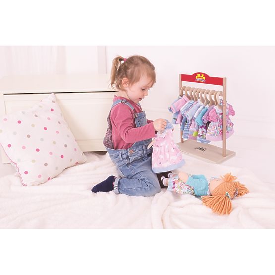 Bigjigs Toys Modra črtasta obleka za punčko 28 cm