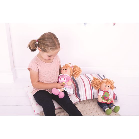 Bigjigs Toys Modra črtasta obleka za punčko 28 cm