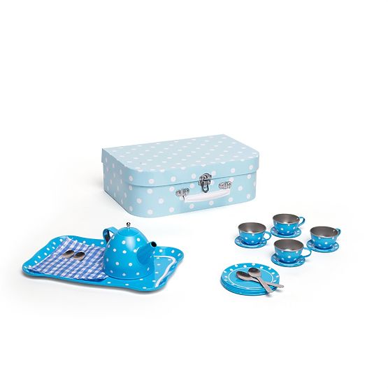 Bigjigs Toys Modri pikčasti čajni set