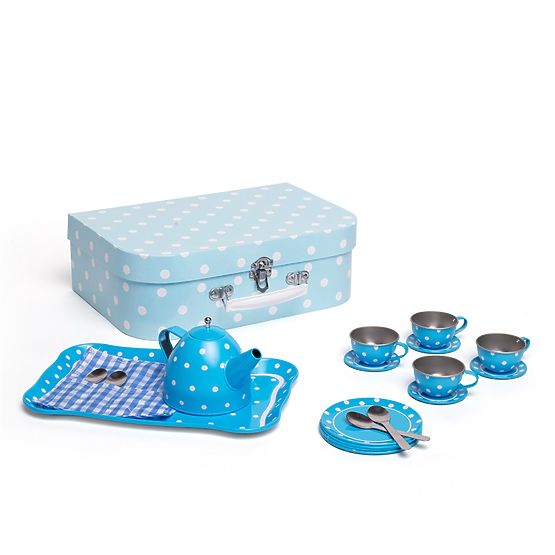 Bigjigs Toys Modri pikčasti čajni set