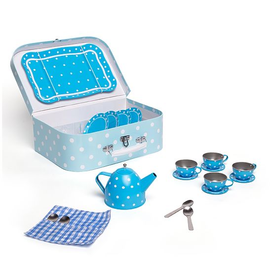 Bigjigs Toys Modri pikčasti čajni set