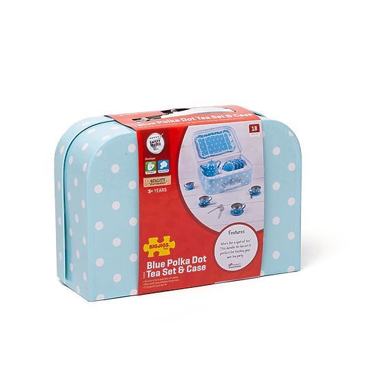 Bigjigs Toys Modri pikčasti čajni set
