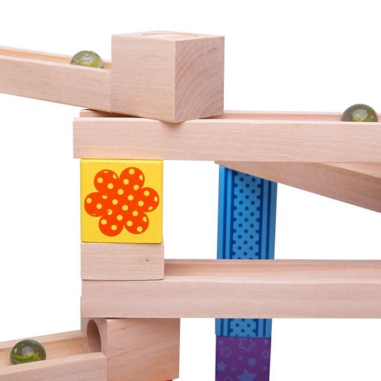 Bigjigs Toys Pisana lesena steza za žogice