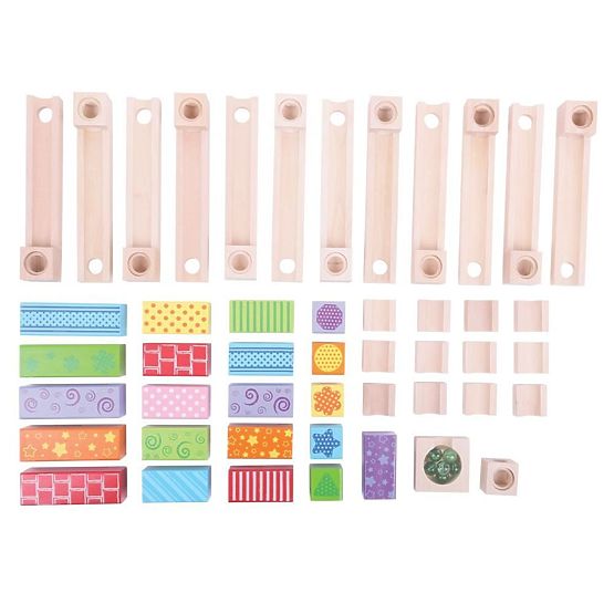 Bigjigs Toys Pisana lesena steza za žogice