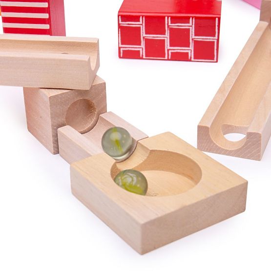 Bigjigs Toys Pisana lesena steza za žogice