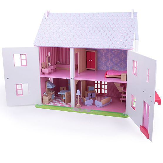 Bigjigs Toys Roza hišica za punčke