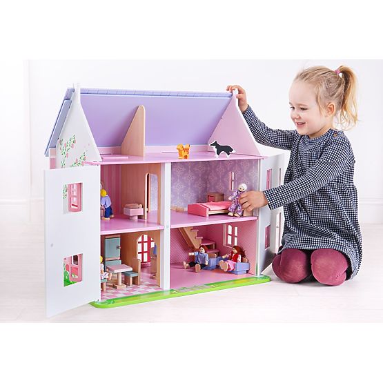 Bigjigs Toys Roza hišica za punčke