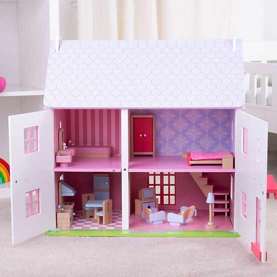 Bigjigs Toys Roza hišica za punčke