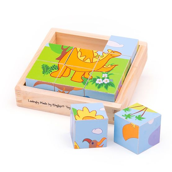 Bigjigs Toys Slike kocke kubusi Dinozavri 9 kock