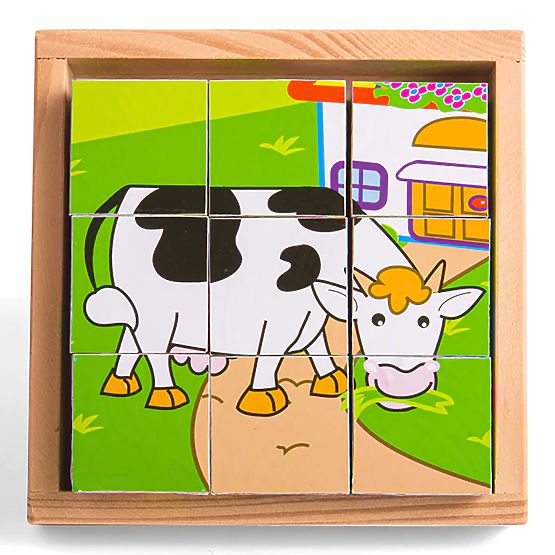 Bigjigs Toys Slike kocke kubusi Živali 9 kock