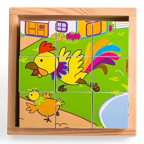 Bigjigs Toys Slike kocke kubusi Živali 9 kock