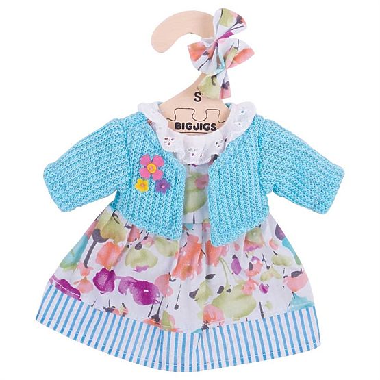 Bigjigs Toys Turkizna obleka s puloverjem za punčko 28 cm