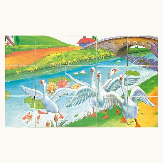 Bino Lesene slikovne kocke domače živali 15 kosov